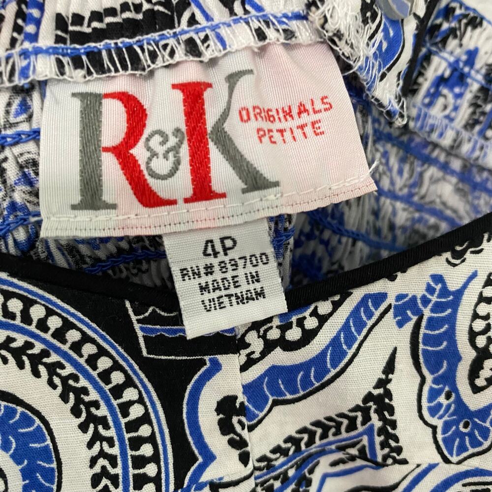 Vintage Y2K R&K Originals Petite Paisley Sundress Blue Mini Dress Size 4P - Picture 4 of 9